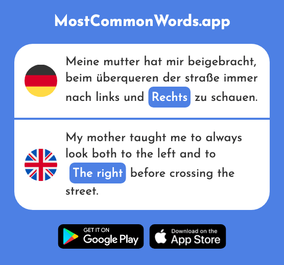Rechts - On the right, the right (Das 829 Häufigste Wort In English)
