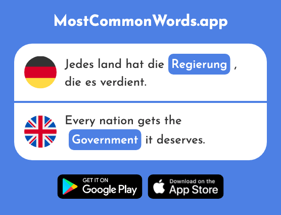 Regierung - Rule, government (Das 521 Häufigste Wort In English)