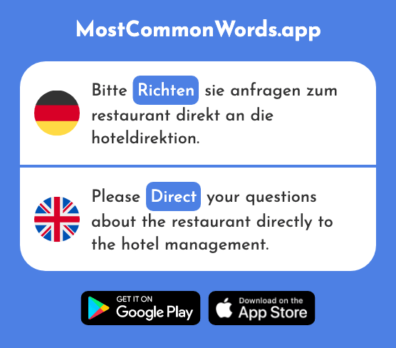 Richten - Direct, repair, follow (Das 952 Häufigste Wort In English)