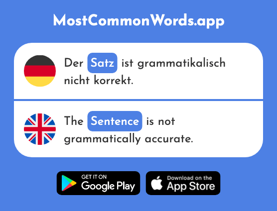 Satz - Sentence (Das 432 Häufigste Wort In English)