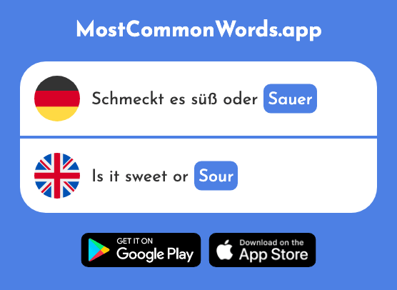 Sauer - Sour, angry (Das 2441 Häufigste Wort In English)