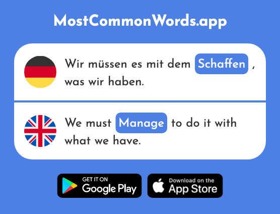 Schaffen - Manage, create (Das 285 Häufigste Wort In English)