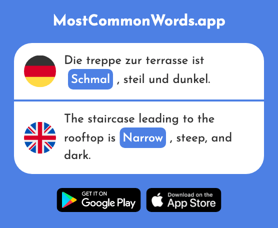Schmal - Narrow, slender (Das 1808 Häufigste Wort In English)