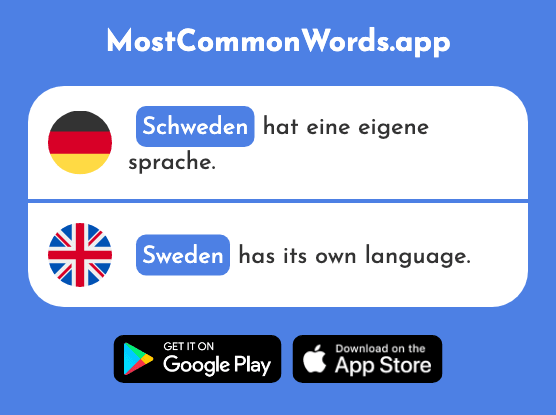 Schweden - Sweden (Das 2478 Häufigste Wort In English)