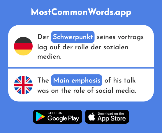 Schwerpunkt - Focus, main emphasis, center (Das 2395 Häufigste Wort In English)