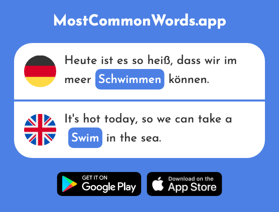 Schwimmen - Swim (Das 1863 Häufigste Wort In English)
