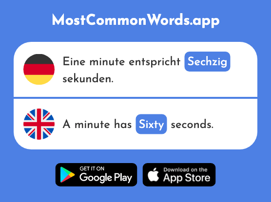 Sechzig - Sixty (Das 2448 Häufigste Wort In English)