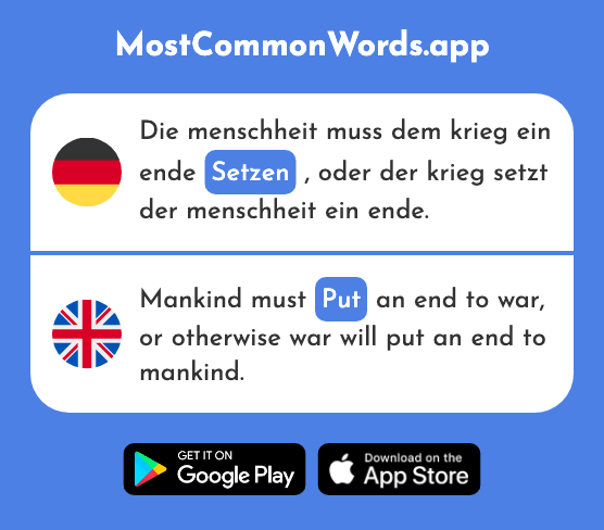 Setzen - Set, place, put, to sit down (Das 228 Häufigste Wort In English)