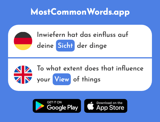 Sicht - View, visibility (Das 940 Häufigste Wort In English)