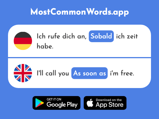 Sobald - As soon as (Das 1685 Häufigste Wort In English)