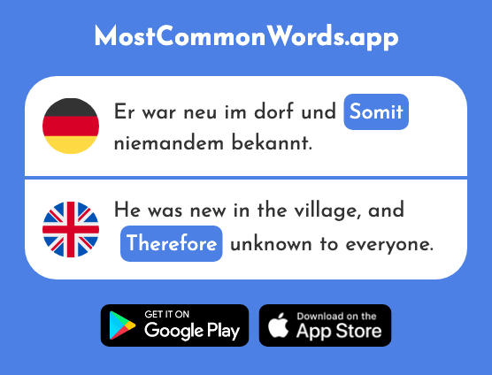 Somit - Consequently, therefore (Das 792 Häufigste Wort In English)