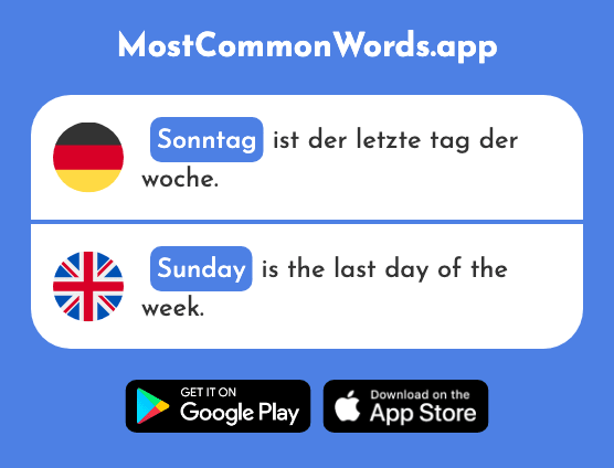 Sonntag - Sunday (Das 804 Häufigste Wort In English)