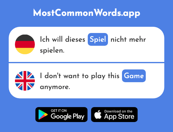 Spiel - Game, match (Das 328 Häufigste Wort In English)