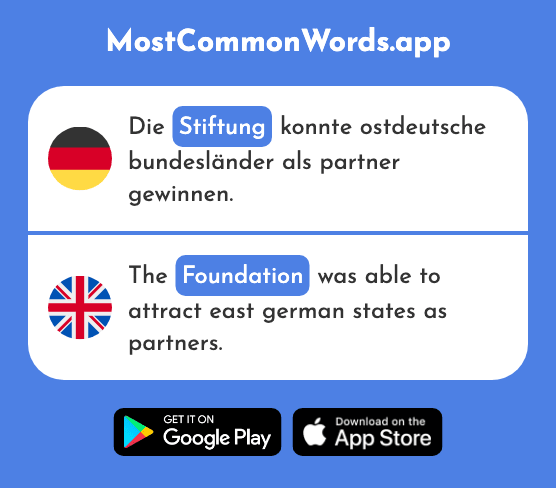 Stiftung - Foundation, institute, donation (Das 2085 Häufigste Wort In English)