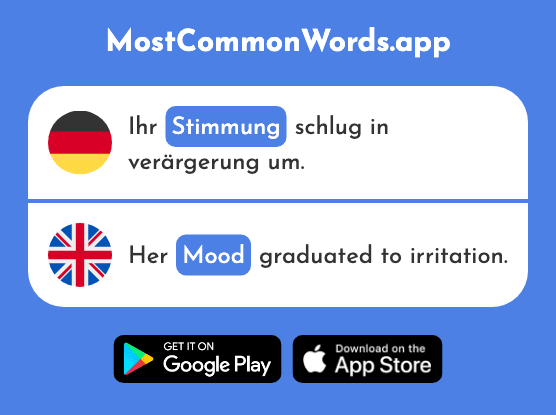 Stimmung - Mood, atmosphere (Das 1728 Häufigste Wort In English)