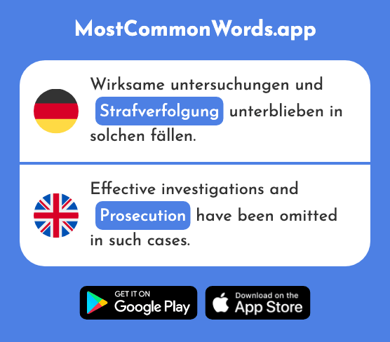 Strafverfolgung - Prosecution (Das 2593 Häufigste Wort In English)
