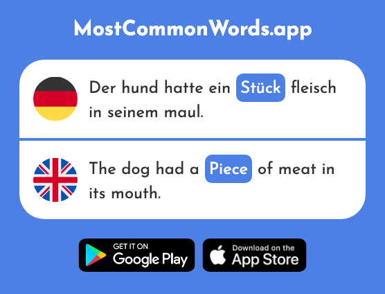 Stück - Piece (Das 511 Häufigste Wort In English)