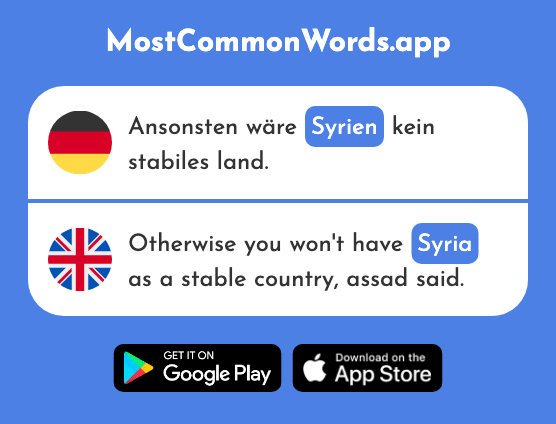Syrien - Syria (Das 1416 Häufigste Wort In English)