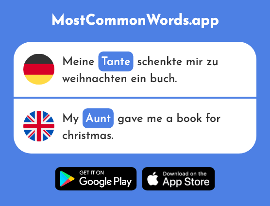 Tante - Aunt (Das 1826 Häufigste Wort In English)