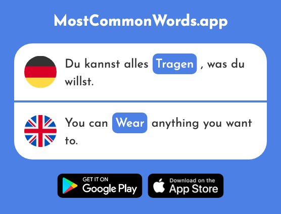Tragen - Carry, wear (Das 271 Häufigste Wort In English)