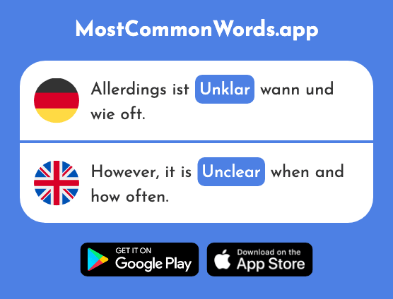 Unklar - Unclear (Das 2543 Häufigste Wort In English)