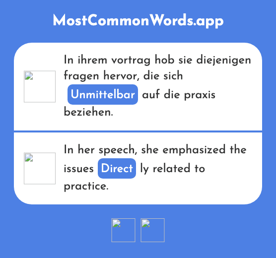 Unmittelbar - Immediate, direct (Das 1125 Häufigste Wort In English)