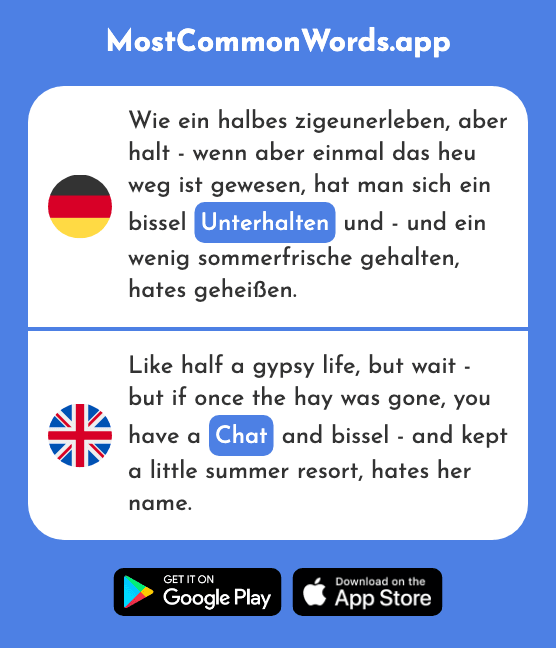 Unterhalten - Amuse oneself, chat (Das 1898 Häufigste Wort In English)