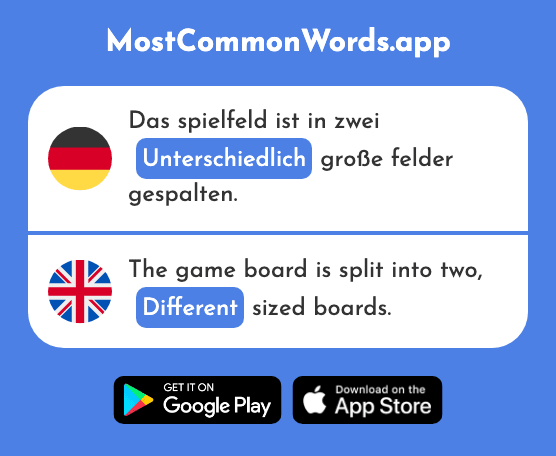 Unterschiedlich - Different (Das 345 Häufigste Wort In English)