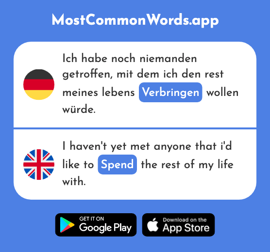 Verbringen - Spend (Das 1391 Häufigste Wort In English)