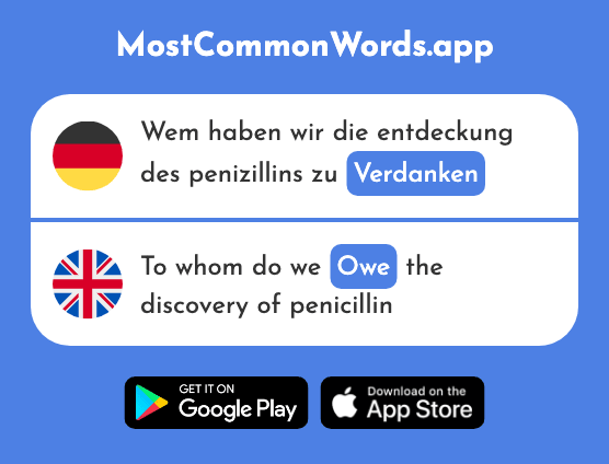 Verdanken - Owe, have sb to thank for sth (Das 2906 Häufigste Wort In English)