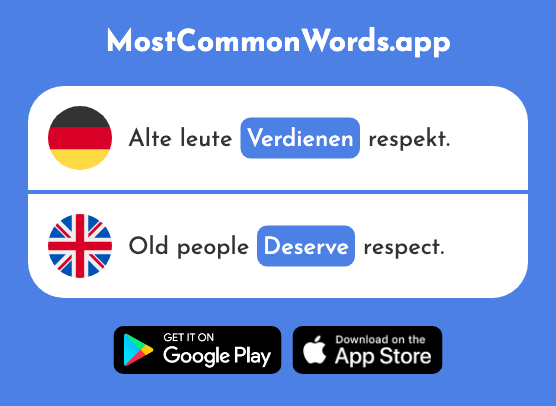 Verdienen - Earn, deserve (Das 835 Häufigste Wort In English)
