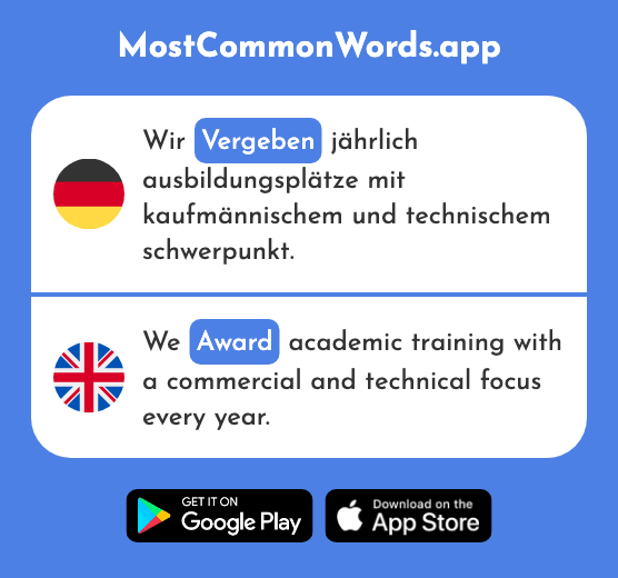 Vergeben - Award, allocate, give away (Das 2501 Häufigste Wort In English)