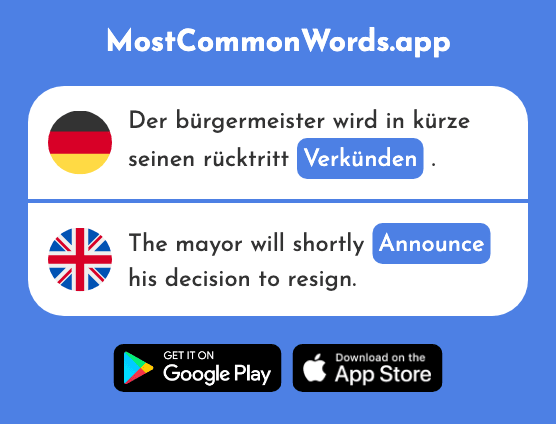 Verkünden - Announce (Das 2832 Häufigste Wort In English)