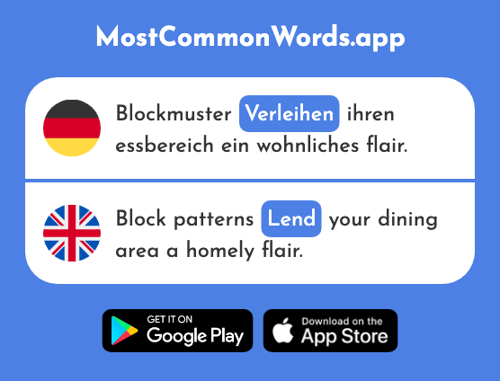 Verleihen - Lend, award (Das 2403 Häufigste Wort In English)