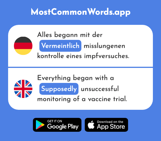 Vermeintlich - Supposed, supposedly (Das 2746 Häufigste Wort In English)