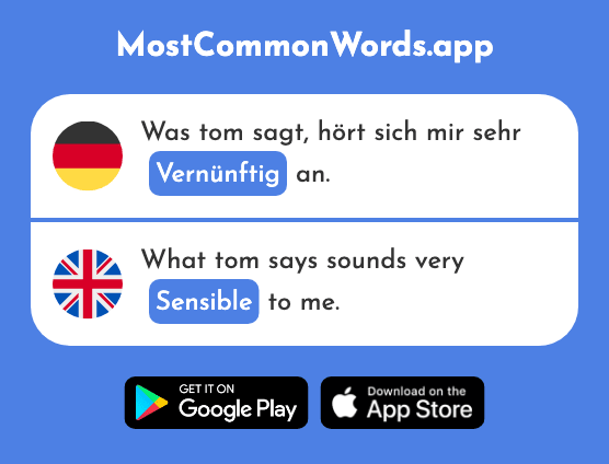 Vernünftig - Sensible, reasonable (Das 2375 Häufigste Wort In English)