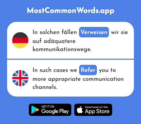 Verweisen - Refer, expel (Das 1670 Häufigste Wort In English)