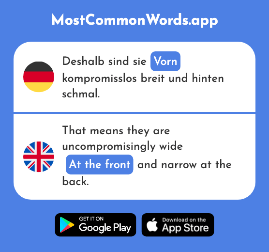 Vorne, vorn - At the front, the front, ahead (Das 785 Häufigste Wort In English)