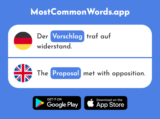 Vorschlag - Suggestion, proposal (Das 1619 Häufigste Wort In English)