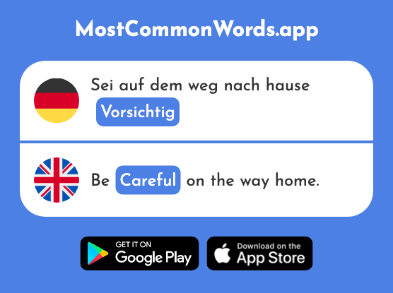 Vorsichtig - Cautious, careful (Das 1641 Häufigste Wort In English)