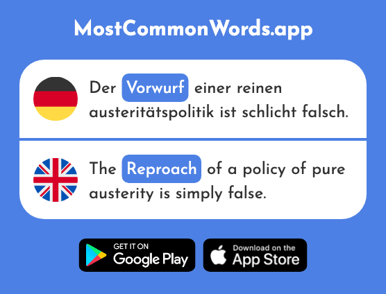 Vorwurf - Reproach, accusation (Das 1724 Häufigste Wort In English)