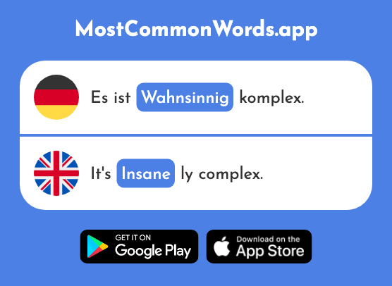 Wahnsinnig - Insane (Das 2384 Häufigste Wort In English)