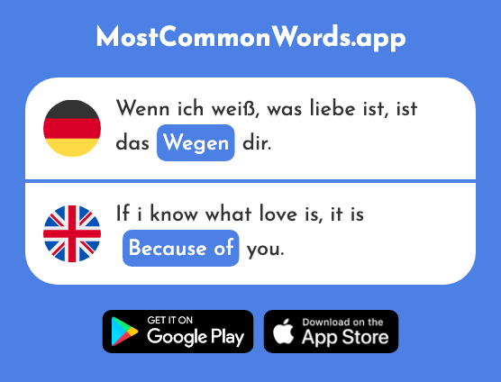Wegen - Because of (Das 243 Häufigste Wort In English)
