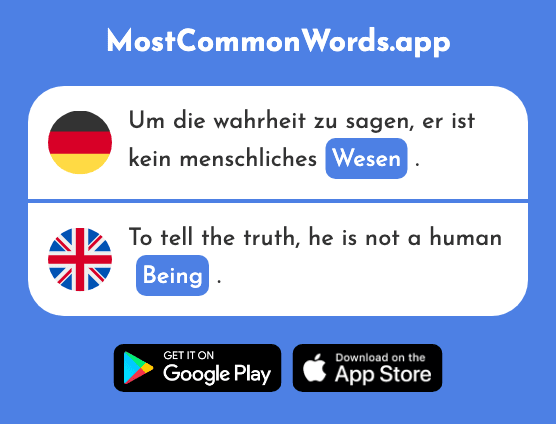 Wesen - Being, creature, nature (Das 1904 Häufigste Wort In English)