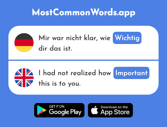 Wichtig - Important (Das 144 Häufigste Wort In English)