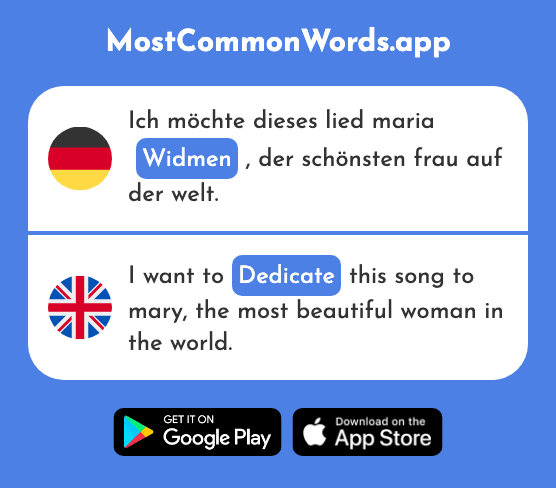 Widmen - Dedicate (Das 2289 Häufigste Wort In English)