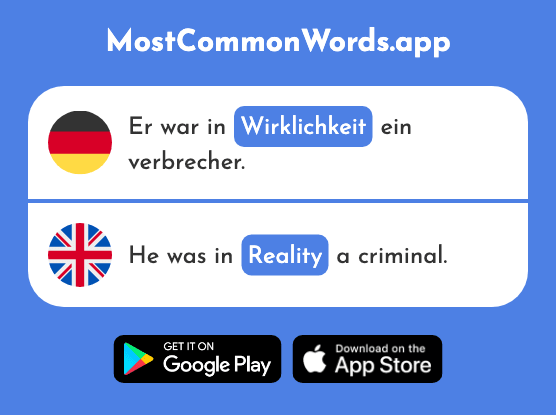 Wirklichkeit - Reality (Das 1396 Häufigste Wort In English)