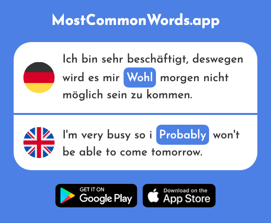 Wohl - Well, probably (Das 261 Häufigste Wort In English)