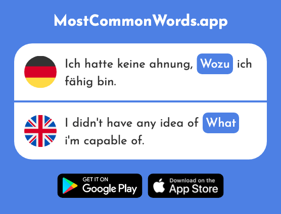 Wozu - What for, what (Das 2545 Häufigste Wort In English)