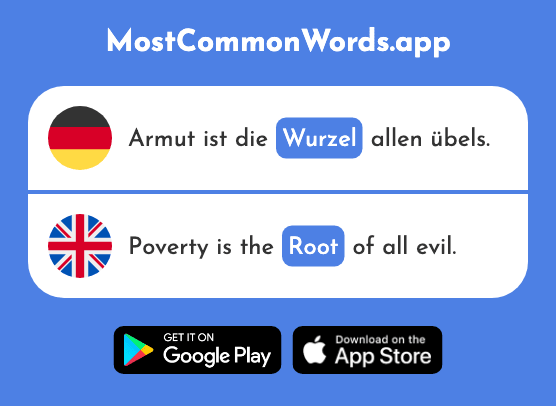 Wurzel - Root (Das 2526 Häufigste Wort In English)